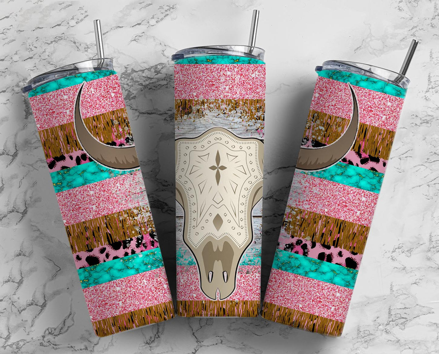 Cow Skull With Pink Fringe