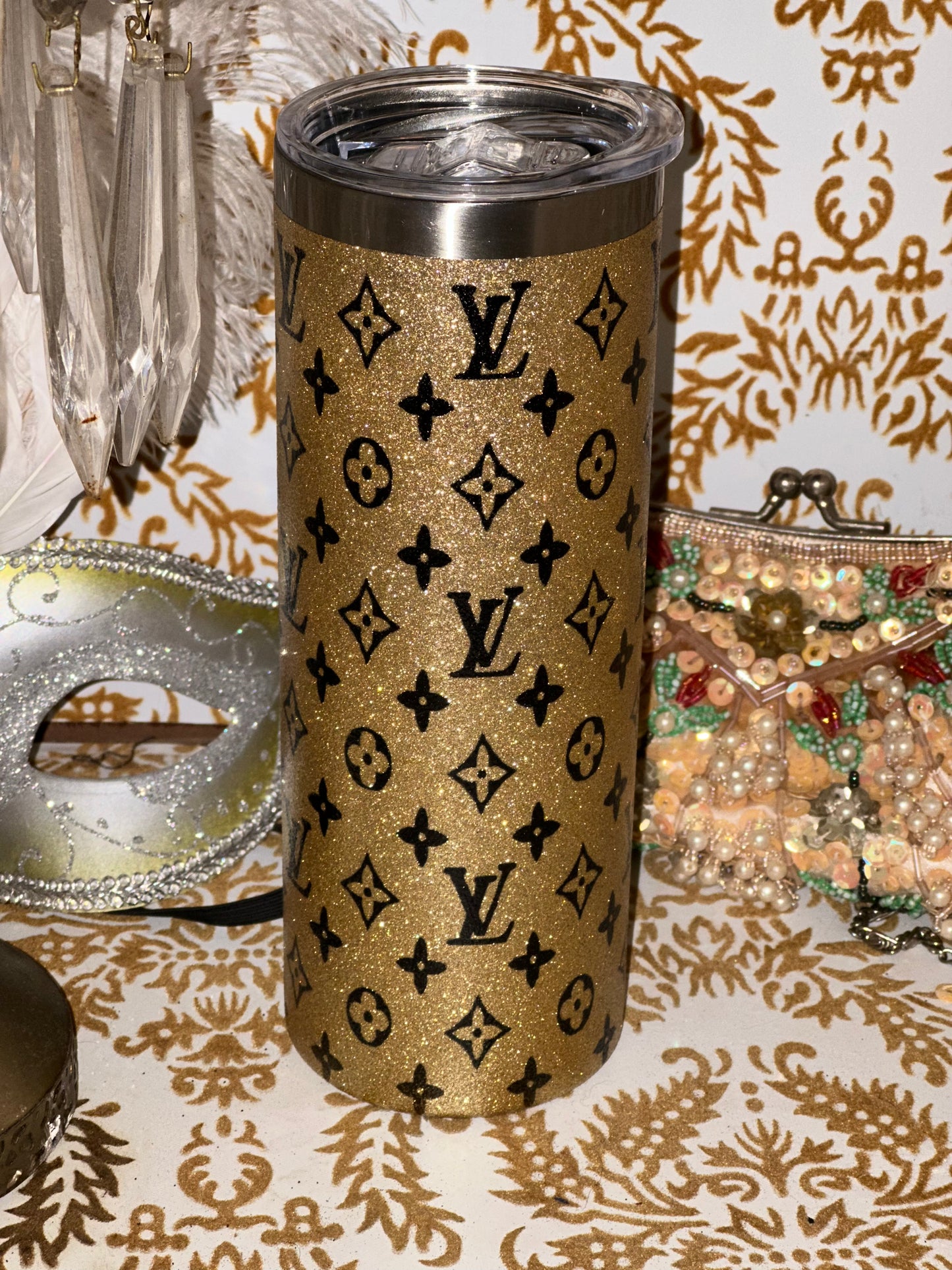 LV Inspired Gold Glitter