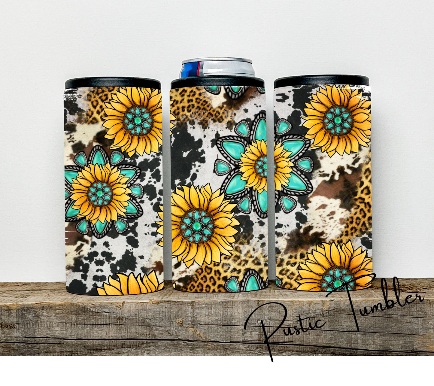 Teal Cowhide Sunflower