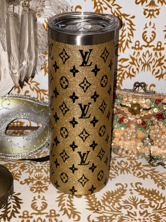 LV Inspired Gold Glitter